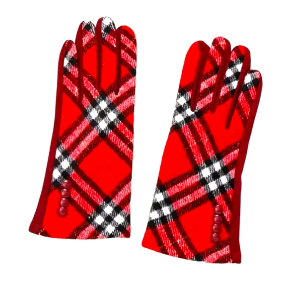 Women's British Plaid Touchscreen Thick Winter Warm Coldproof Gloves - Picture 1 of 4